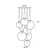 Load image into Gallery viewer, Bubbles Multi Light Pendant Light - line drawing.
