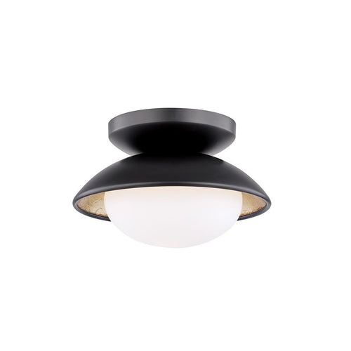 Cadence 1-Light Semi-Flush Mount Ceiling Light in Black and White.