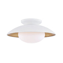 Load image into Gallery viewer, Cadence 1-Light Semi-Flush Mount Ceiling Light in Soft Off White / Gold Leaf/Small.
