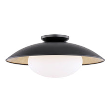 Load image into Gallery viewer, Cadence 1-Light Semi-Flush Mount Ceiling Light in Black Lustro / Gold Leaf/Large.
