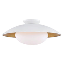 Load image into Gallery viewer, Cadence 1-Light Semi-Flush Mount Ceiling Light in Soft Off White / Gold Leaf/Large.
