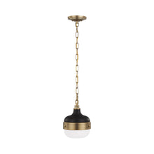 Load image into Gallery viewer, Cadence Mini Pendant Light in Dark Antique Brass/Matte Black.
