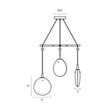Load image into Gallery viewer, Cantina 3-Light Tri-Spreader LED Pendant Light - line drawing.
