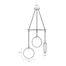 Load image into Gallery viewer, Cantina 3-Light Tri-Spreader LED Pendant Light - line drawing.
