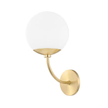 Load image into Gallery viewer, Carrie Wall Light in Brass and White.
