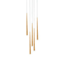 Load image into Gallery viewer, Cascade Crystal Round LED Chandelier in 5-Light/Aged Brass.
