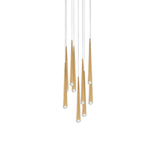 Load image into Gallery viewer, Cascade Crystal Round LED Chandelier in 9-Light/Aged Brass.
