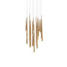 Load image into Gallery viewer, Cascade Crystal Round LED Chandelier in 21-Light/Aged Brass.
