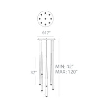 Load image into Gallery viewer, Cascade Crystal Round LED Chandelier - line drawing.

