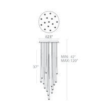 Load image into Gallery viewer, Cascade Crystal Round LED Chandelier - line drawing.
