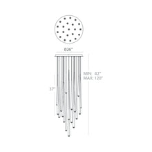 Load image into Gallery viewer, Cascade Crystal Round LED Chandelier - line drawing.

