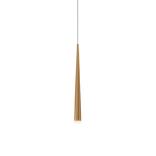 Load image into Gallery viewer, Cascade Etched Glass LED Pendant Light in Small/Aged Brass.

