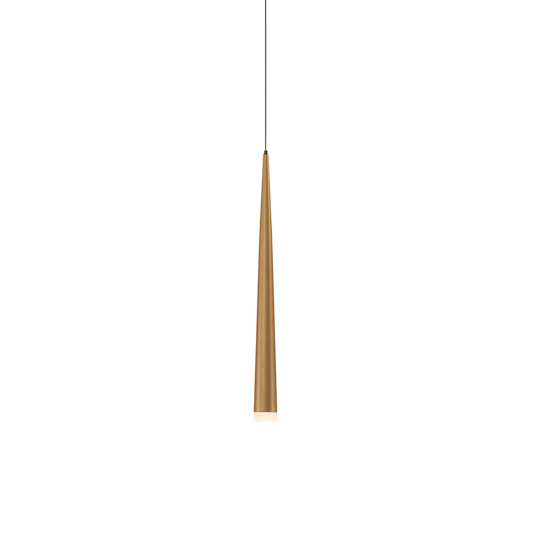 Cascade Etched Glass LED Pendant Light in Small/Aged Brass.