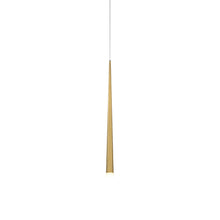 Load image into Gallery viewer, Cascade Etched Glass LED Pendant Light in Medium/Aged Brass.
