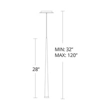 Load image into Gallery viewer, Cascade Etched Glass LED Pendant Light - line drawing.
