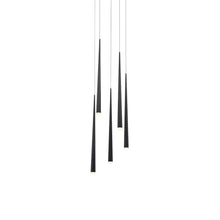Load image into Gallery viewer, Cascade Etched Glass Round LED Chandelier in Black (5-Light).
