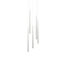 Load image into Gallery viewer, Cascade Etched Glass Round LED Chandelier in Polished Nickel (5-Light).
