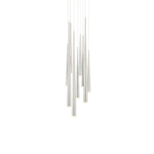 Load image into Gallery viewer, Cascade Etched Glass Round LED Chandelier in Polished Nickel (9-Light).
