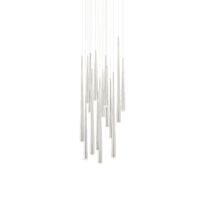 Load image into Gallery viewer, Cascade Etched Glass Round LED Chandelier in Polished Nickel (15-Light).
