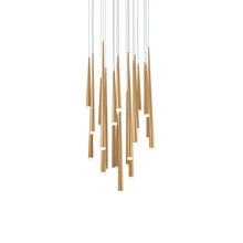 Load image into Gallery viewer, Cascade Etched Glass Round LED Chandelier in Aged Brass (21-Light).
