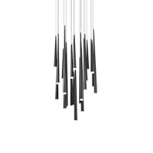 Load image into Gallery viewer, Cascade Etched Glass Round LED Chandelier in Black (21-Light).
