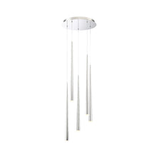 Load image into Gallery viewer, Cascade Etched Glass Round LED Chandelier in Detail.
