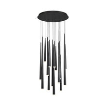 Load image into Gallery viewer, Cascade Etched Glass Round LED Chandelier in Detail.
