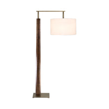 Load image into Gallery viewer, Altus Floor Lamp in Distressed Brass /Walnut/White Linen.
