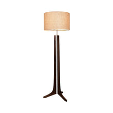 Load image into Gallery viewer, Forma LED Floor Lamp in Dark Stained Walnut/Burlap.
