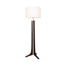 Load image into Gallery viewer, Forma LED Floor Lamp in Dark Stained Walnut/White Linen.
