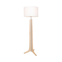 Load image into Gallery viewer, Forma LED Floor Lamp in Maple/White Linen.
