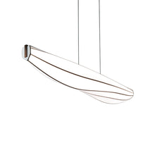 Load image into Gallery viewer, Lenis LED Linear Pendant Light in Dark Stained Walnut.
