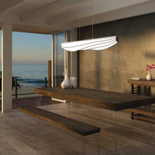 Load image into Gallery viewer, Lenis LED Linear Pendant Light in dining room.
