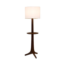 Load image into Gallery viewer, Nauta Floor Lamp in White Linen (Matching Wood Shelf with Exposed Top Surface).
