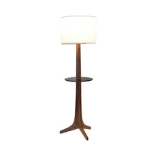 Load image into Gallery viewer, Nauta Floor Lamp in White Linen (Matching Wood Shelf with Black HPL Top Surface).

