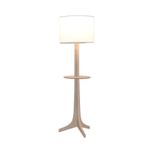 Load image into Gallery viewer, Nauta Floor Lamp in White Linen (Matching Wood Shelf with Exposed Top Surface).
