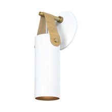 Load image into Gallery viewer, Spero Wall Light in White/Tan Leather.
