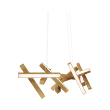Load image into Gallery viewer, Chaos Linear LED Chandelier in Small/Aged Brass.
