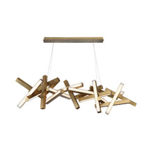 Load image into Gallery viewer, Chaos Linear LED Chandelier in Large/Aged Brass.
