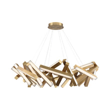 Load image into Gallery viewer, Chaos Round LED Chandelier in 32-Light/Aged Brass.
