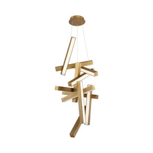Load image into Gallery viewer, Chaos Vertical LED Chandelier in Small/Aged Brass.
