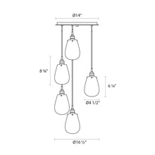 Load image into Gallery viewer, Chelsea Multi Light Pendant Light - line drawing.
