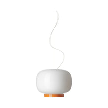 Load image into Gallery viewer, Chouchin Reverse 1 LED Pendant Light in Orange and White.
