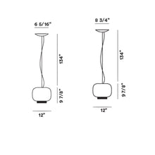 Load image into Gallery viewer, Chouchin Reverse 3 LED Pendant Light - line drawing.
