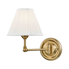 Load image into Gallery viewer, Classic No.1 Swing Arm Wall Light in Aged Brass/Silk.
