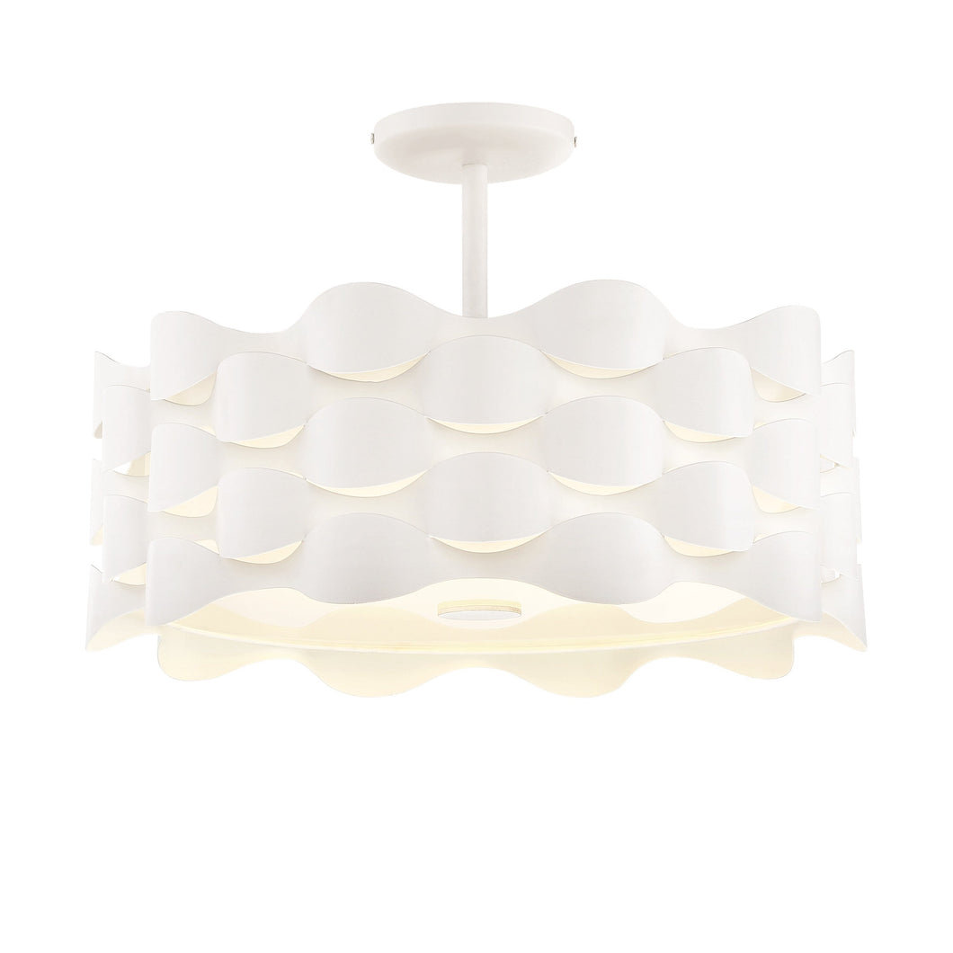 Coastal Current LED Semi-Flush Mount Ceiling Light in White.