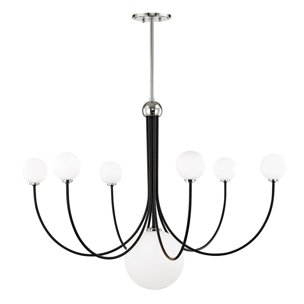 Coco Chandelier in Polished Nickel / Black/7-Light.