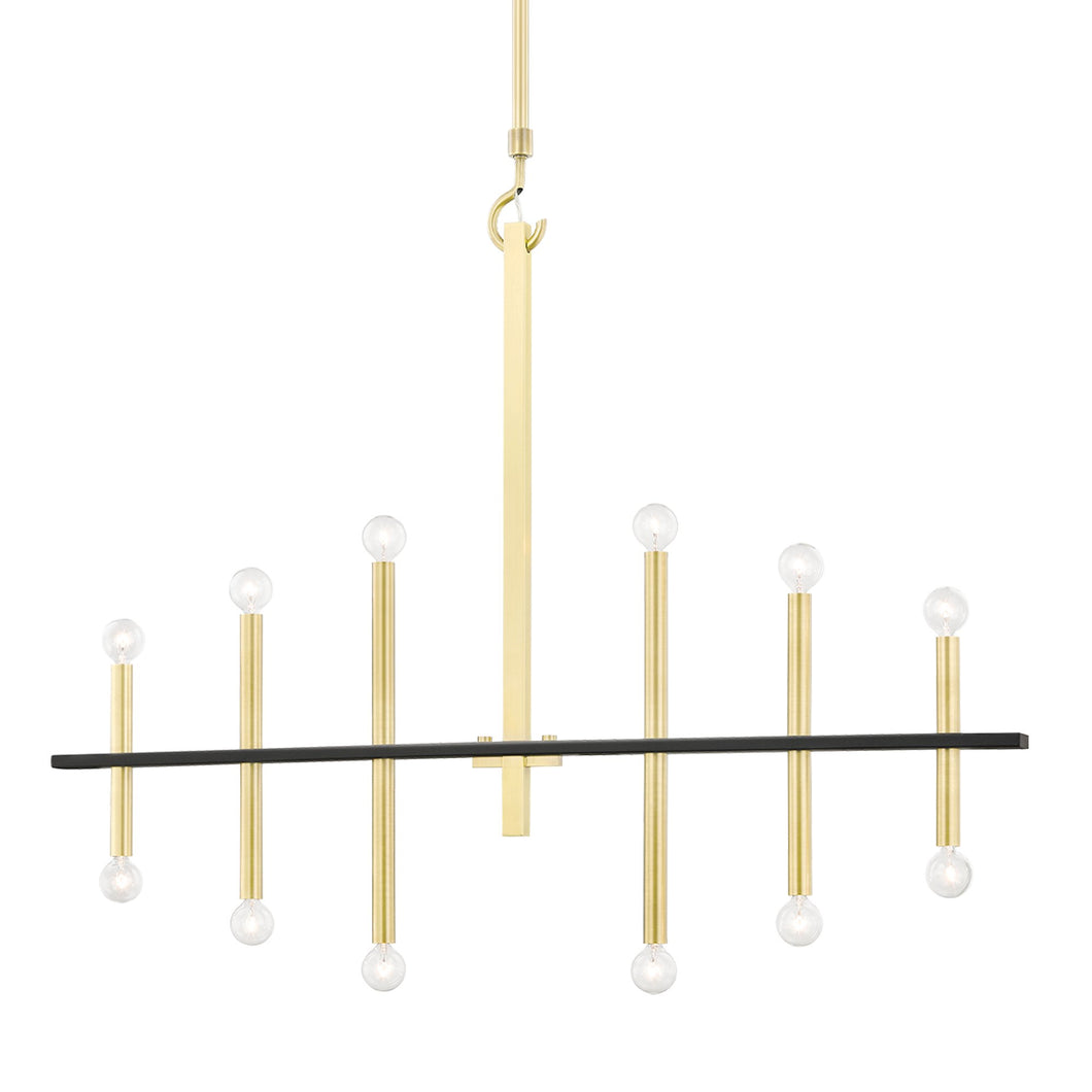 Colette Chandelier in Aged Brass / Black/12-Light.