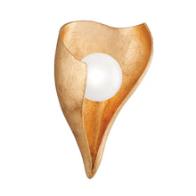 Load image into Gallery viewer, Moonstone LED Bath Wall Light in Vintage Gold Leaf.
