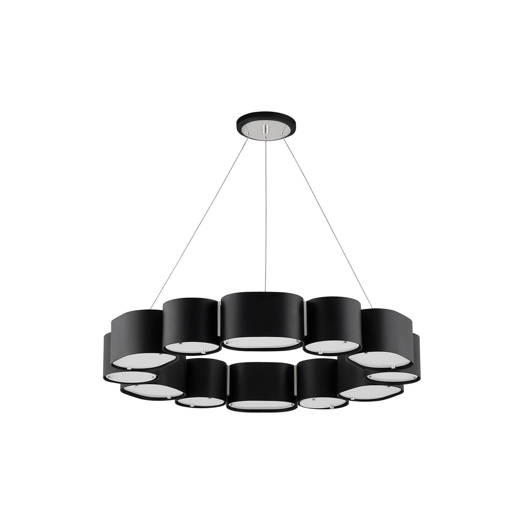 Opal Chandelier in Soft Black/Stainless Steel (12-Light).